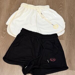 Women’s Casual Drawstring Shorts - Black and Cream